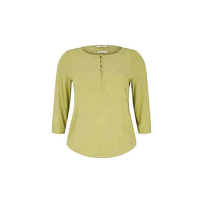 Bluse mit elastischem Saum und Henley-Ausschnitt Langarmblusen