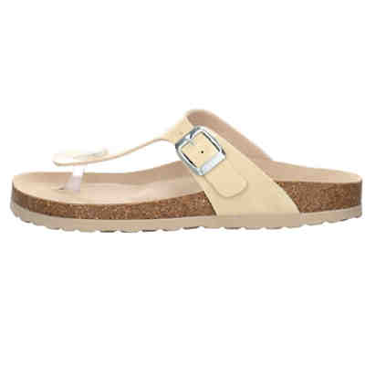 Damen Zehentrenner Sandalen Luini Zehentrenner Fußbett Bequem Freizeit Lederkombination uni Zehentrenner 2