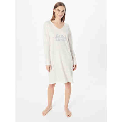 Damen Nachthemd - Nightdresses NDK LSL 10 CO/MD, Baumwolle, V-Ausschnitt, Streifen, Print Nachthemden 2