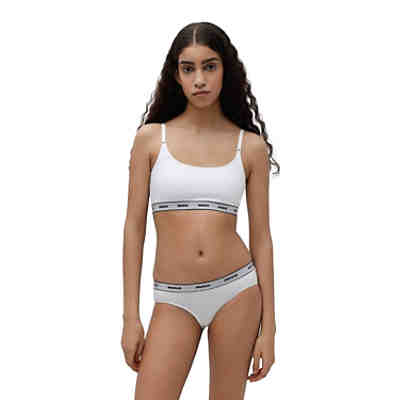 Damen Bustier, 2er Pack - Bralette Stripe, Baumwolle, Logo, einfarbig Bustiers 2
