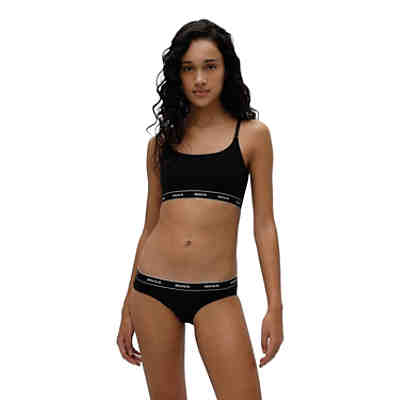 Damen Bustier, 2er Pack - Bralette Stripe, Baumwolle, Logo, einfarbig Bustiers 2