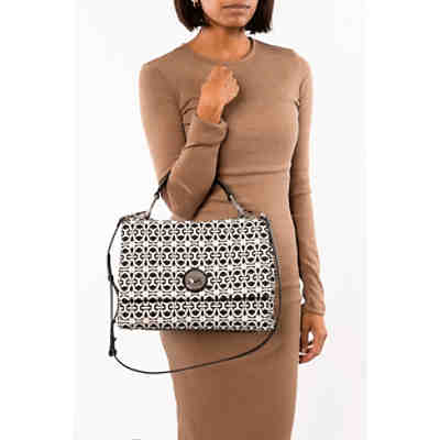 Liya Jacquard Jacquard Fabric/grained Leather Shiny Nickel Handtasche 2