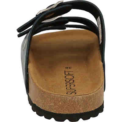 Damen Schuhe Freizeit Pantoletten Fußbett 274-879 Dunkelblau Flower Clogs 2