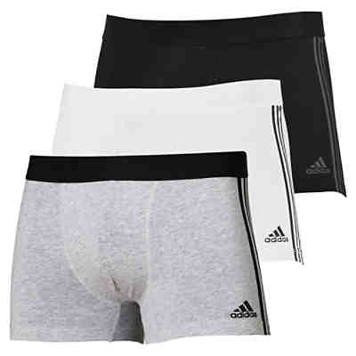 Herren Boxershorts, 3er Pack - Trunks, Active Flex Cotton, Logo, 3 Streifen Boxershorts