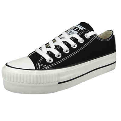 Damen Low Sneaker Kaya Low Top B49-3705 Schwarz 02 Black/White Leinen Sneakers Low