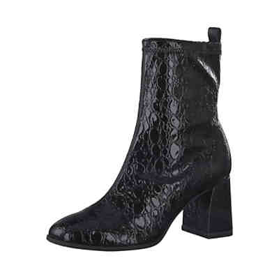 Damen Elegante Stiefelette 1-25309-29 Silberfarben 033 Black Croco Patent Kunstleder mit TOUCH-IT Ankle Boots 2