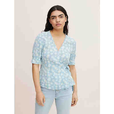 Blusen & Shirts Gemusterte Wickelbluse Kurzarmblusen 2