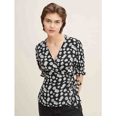 Blusen & Shirts Gemusterte Wickelbluse Kurzarmblusen 2