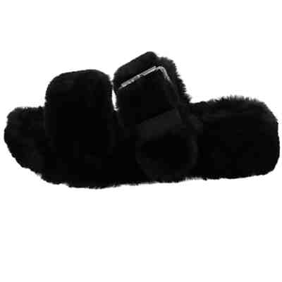 Damen Hausschuhe Slipper Cozy Wedge Hausschuh Gemütlich Puschen Fell uni Hausschuhe 2