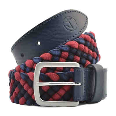 Geflochtener -Stoff für Herren und Ledergürtel Marineblau und Rot