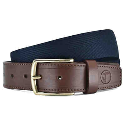 Herren Segeltuch und Ledergürtel Navy und Braun 2