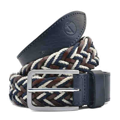 Geflochtenes Seeseil und Ledergürtel der Herren Navy, Braun und Creme