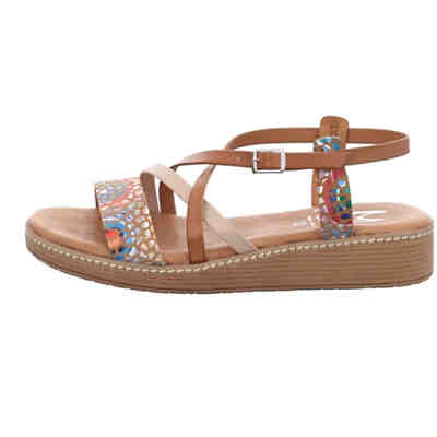 Damen Riemchensandalen Sandale Fußbett Bequem Freizeit Glattleder gemustert Riemchensandalen 2
