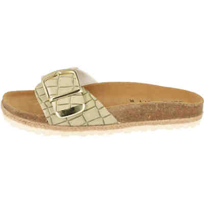Damen Schuhe 274-870 Pantolette Sandale Reptildesign Green Schnalle Clogs