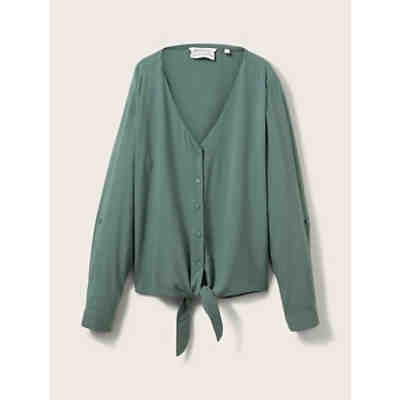 Blusen & Shirts Langarmbluse mit Knotendetail Kurzarmblusen 2
