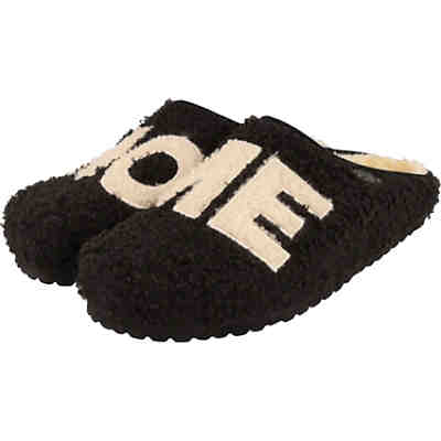 Damen Schuhe Paarmotiv 522-477 Hausschuhe gefüttert "Home" Schwarz Hausschuhe