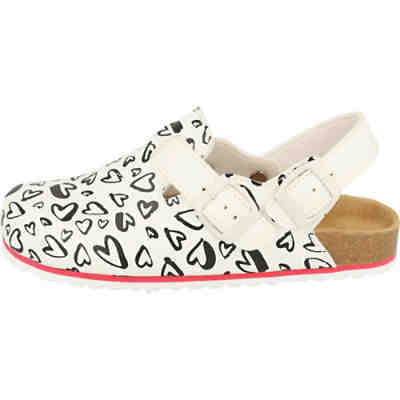 Damen Schuhe 276-197 Clogs EVA Pantolette Arzthelfer Ärzte Herzen Weiß Clogs 2