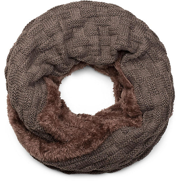 Feinstrick Loop mit Flecht Muster und Teddyfleece