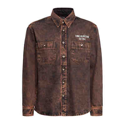 King Kerosin Denim Worker Hemd Tint Washed Langarmblusen AdultM