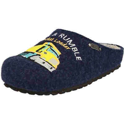 Jungen Schuhe 542-307 Pantoffeln Clogs Hausschuhe LKW-Motiv Navy Hausschuhe
