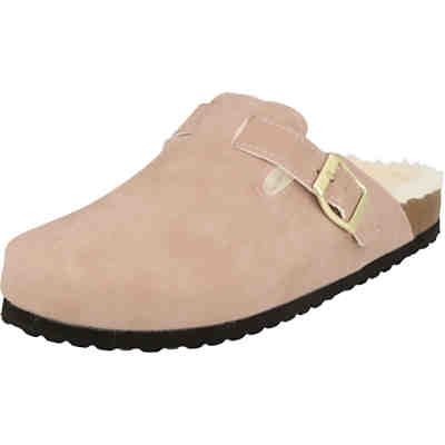 Damen warme Hausschuhe Clogs 522-506 Pantoffeln gefüttert Rosa Hausschuhe