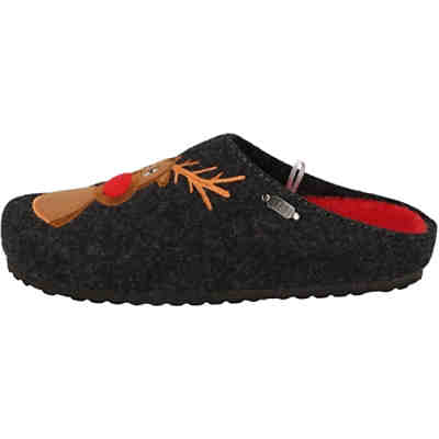 Damen Hausschuhe warme Clogs 522-512 Pantoffeln Rentierdesign Grau Hausschuhe 2