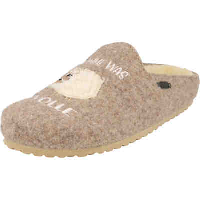 Damen Hausschuhe gefüttert Clogs 522-517 Pantoffeln Schaf Beige Hausschuhe