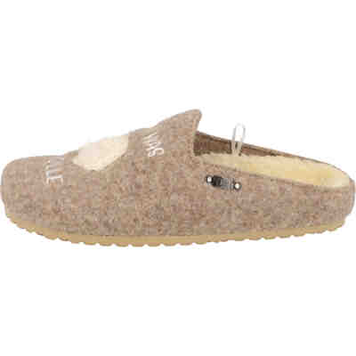 Damen Hausschuhe gefüttert Clogs 522-517 Pantoffeln Schaf Beige Hausschuhe 2