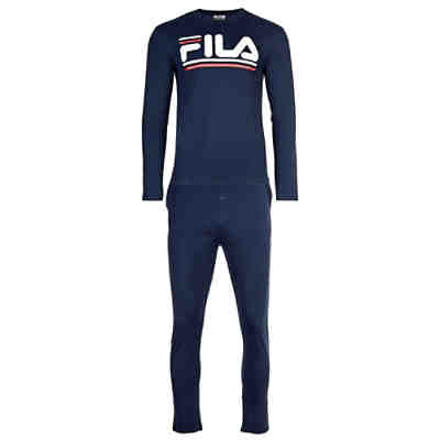 Herren Pyjama Set - Schlafanzug, Rundhals-Ausschnitt, lang, Logo, Jersey Pyjamahosen