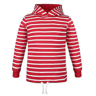 Bretonisches Kapuzenshirt mit Streifen - Gestreiftes Langarm-Shirt mit Kapuze (02) rot / weiß