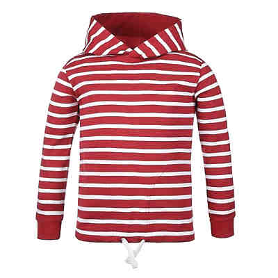 Bretonisches Kapuzenshirt mit Streifen - Gestreiftes Langarm-Shirt mit Kapuze (82) rotmel. / weiß