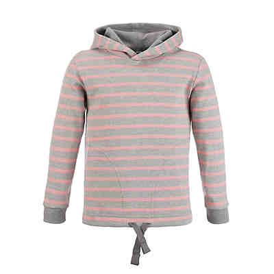 Bretonisches Kapuzenshirt mit Streifen - Gestreiftes Langarm-Shirt mit Kapuze (59) grau-melange / koralle