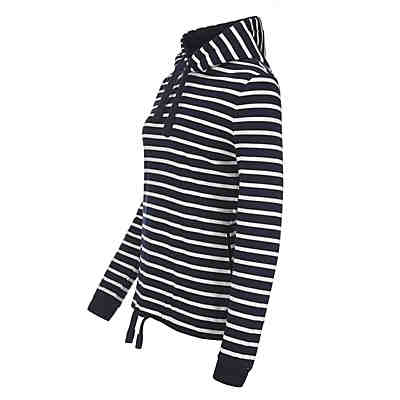 Kapuzenshirt Baumwolle mit Streifen - Gestreiftes Langarm-Shirt mit Kapuze (05) blau / weiß 2