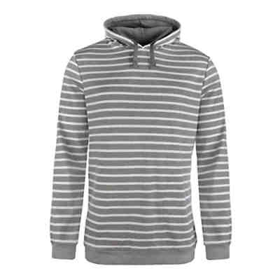Bretonisches Kapuzenshirt mit Streifen - Gestreiftes Langarm-Shirt mit Kapuze (91) grau-melange / weiß