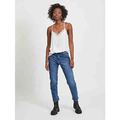 Elegantes Spitzen Top Satin V-Neck Shirt Spaghettiträger VICAVA 2