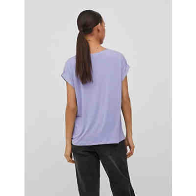 Satain Blusen T-Shirt Kurzarm Basic Top Glänzend VIELLETTE 2