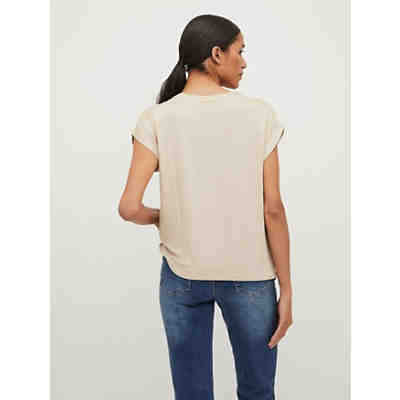 Satain Blusen T-Shirt Kurzarm Basic Top Glänzend VIELLETTE 2