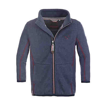 Strickfleecejacke mit maritimen Details - Fleecejacke mit Stehkragen (16) marine