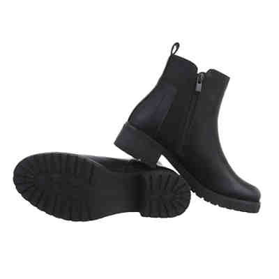 Flache Stiefeletten Reißverschluss, Blockabsatz, Reißverschluss 2