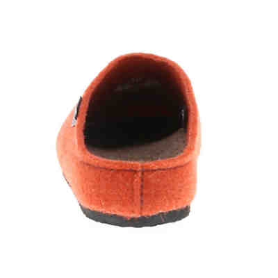 Damen Hausschuhe Pantoffeln Pantoletten Slipper Naturwollfilz (Eule) orange 2