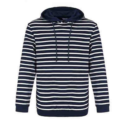 Bretonisches Kapuzenshirt mit Streifen - Gestreiftes Langarm-Shirt mit Kapuze (05) blau / weiß