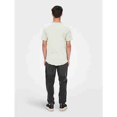 Langes Rundhals T-Shirt Einfarbiges Kurzarm Basic Shirt ONSBENNE 2