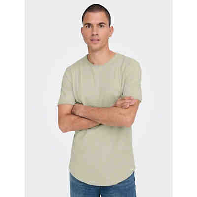 Langes Rundhals T-Shirt Einfarbiges Kurzarm Basic Shirt ONSBENNE 2