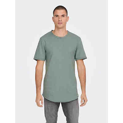 Langes Rundhals T-Shirt Einfarbiges Kurzarm Basic Shirt ONSBENNE