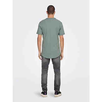 Langes Rundhals T-Shirt Einfarbiges Kurzarm Basic Shirt ONSBENNE 2
