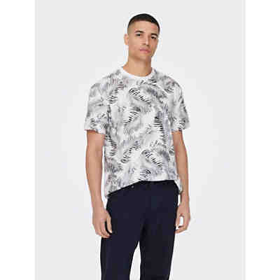 Tropisch Print T-Shirt Kurzarm Shirt aus Baumwolle ONSPERRY