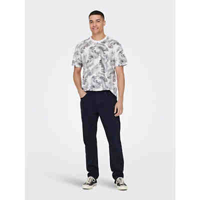 Tropisch Print T-Shirt Kurzarm Shirt aus Baumwolle ONSPERRY 2
