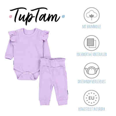 Baby Mädchen Outfit Langarmbody Babyhose mit Rüsche für Mädchen 2