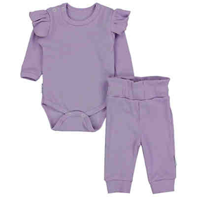 Baby Mädchen Outfit Langarmbody Babyhose mit Rüsche für Mädchen
