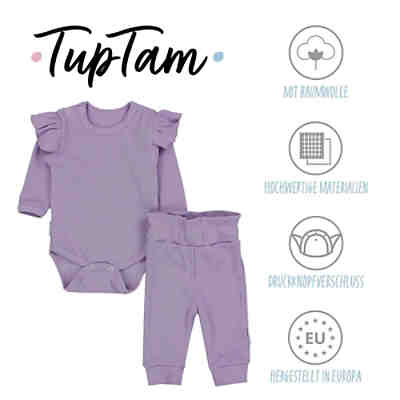 Baby Mädchen Outfit Langarmbody Babyhose mit Rüsche für Mädchen 2